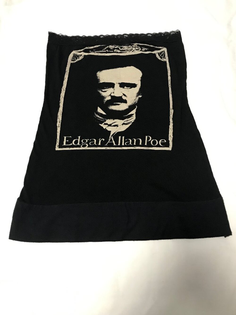 Y2K Goth Edgar Allan Poe Handmade DIY Tube Strapless Top SMALL